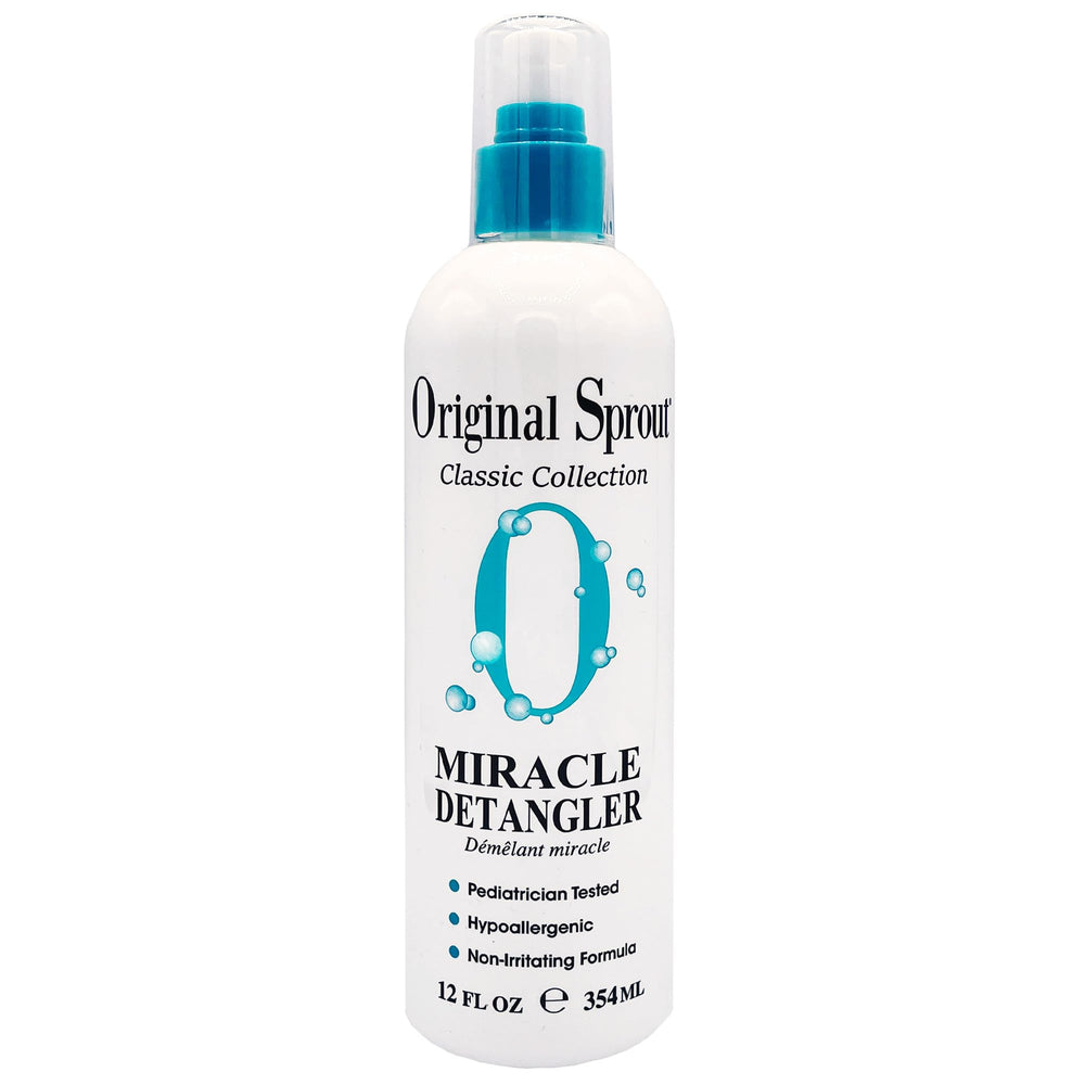 Original Sprout Miracle Detangler Spray bottle front view for easy detangling.