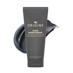 Origins Clear Improvement charcoal face mask jar shows deep pore cleansing.