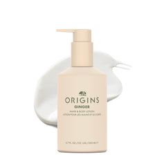 Origins Ginger Hand & Body Lotion bottle front highlights hydration and brand