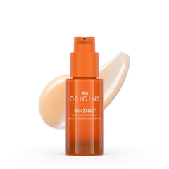 Origins GinZing glow serum bottle brightens skin with hydration.