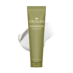 Origins Plantscription Anti-Aging Cleanser bottle shows gentle cleansing for radiant skin.