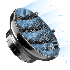 Orista Finds universal hair diffuser securely attached to a dryer, showcasing versatile fit