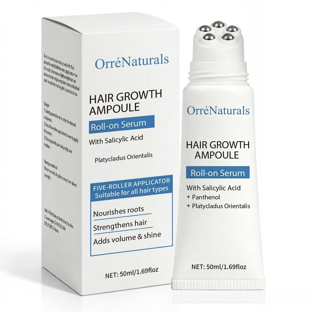 Orrenaturals Hair Revival Ampoule with five-roller applicator for even scalp coverage.