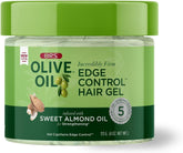 ORS Olive Oil Edge Control bottle shows strong hold with a non-flaking finish.