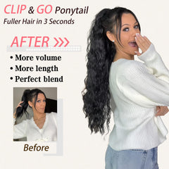 ORSUNCER black brown natural look ponytail blends with hair color for realism