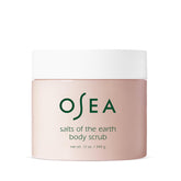 OSEA Salts of the Earth scrub pink Himalayan salt closeup highlighting mineral rich exfoliation for radiant skin