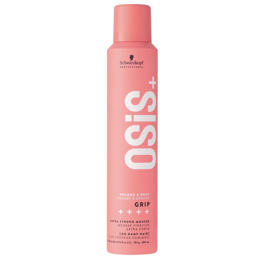 OSiS+ Grip Extreme Hold Mousse ofrece cabellos con volumen sostenido y brillo natural.