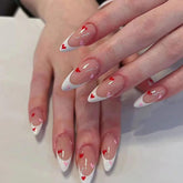 OSTTMA uña pegable con corazones y punta francesa para un look elegante y duradero.