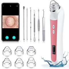 Ottleba Blackhead Remover Vacuum camera view shows magnified pores for precise extraction.