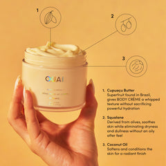 OUAI Body Cream with coconut oil softens skin and smooths texture