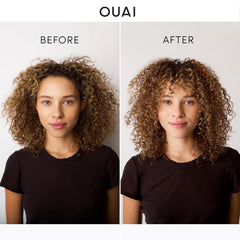 OUAI crema rizos, aplicación en cabello húmedo para definición.