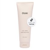 OUAI Curl Cream bottle front view showing defined, frizz-free curls.