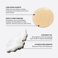 OUAI Detox Shampoo bottle with water droplets signals purifying routine