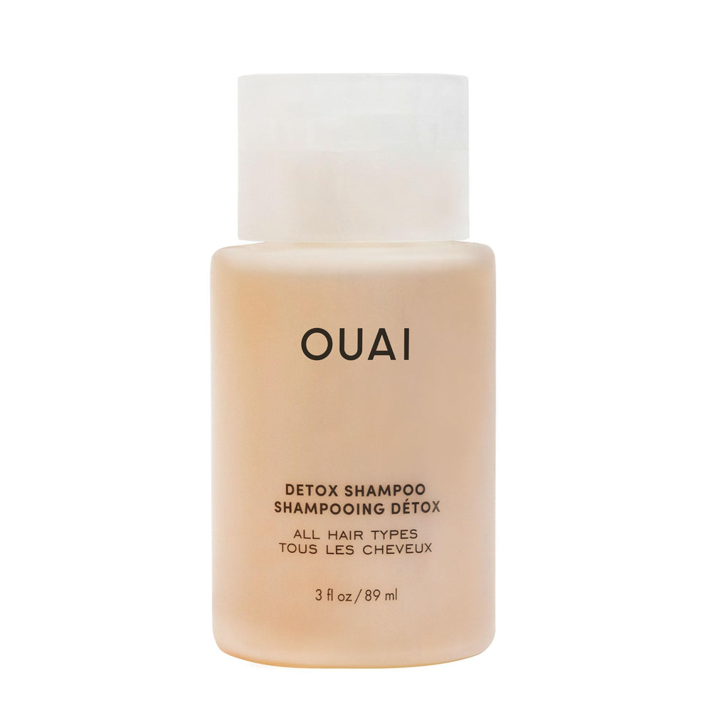 OUAI Detox Shampoo viaje 3 oz, limpieza rápida y ligera.