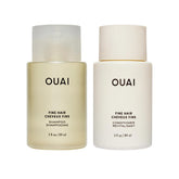 OUAI Fine Hair Shampoo bottle shows travel-size convenience and volumizing power