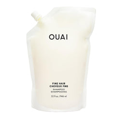 OUAI Fine Hair Shampoo refill bottle—compact design for lightweight volume.