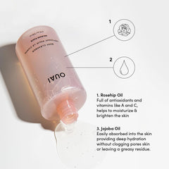 OUAI Rosehip oil infusion nourishes skin during cleansing and supports gentle moisture.