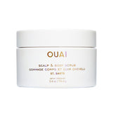 OUAI scalp and body scrub travel size bottle for on-the-go exfoliation.