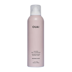 OUAI Super Dry Shampoo bottle demonstrates oil-absorbing formula for quick refresh.