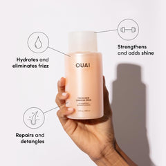 OUAI Thick Shampoo rich lather demonstrating detangling-friendly texture