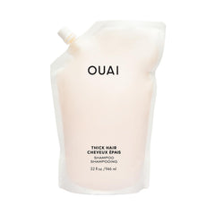 OUAI Thick Shampoo refill bottle shows moisturizing formula for thick hair