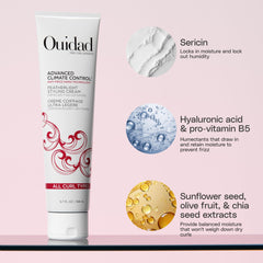Ouidad Featherlight Styling Cream texture close-up shows lightweight, controllable styling for curls.