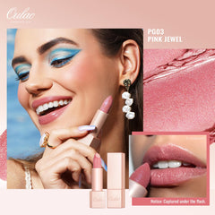 Oulac Pink Jewel lip swatch on lips shows natural gloss