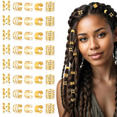 Ouligay aros dorados para trenzas, realzan el peinado con brillo suave.