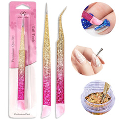 Ouligay curved end nail tweezers for precise placement