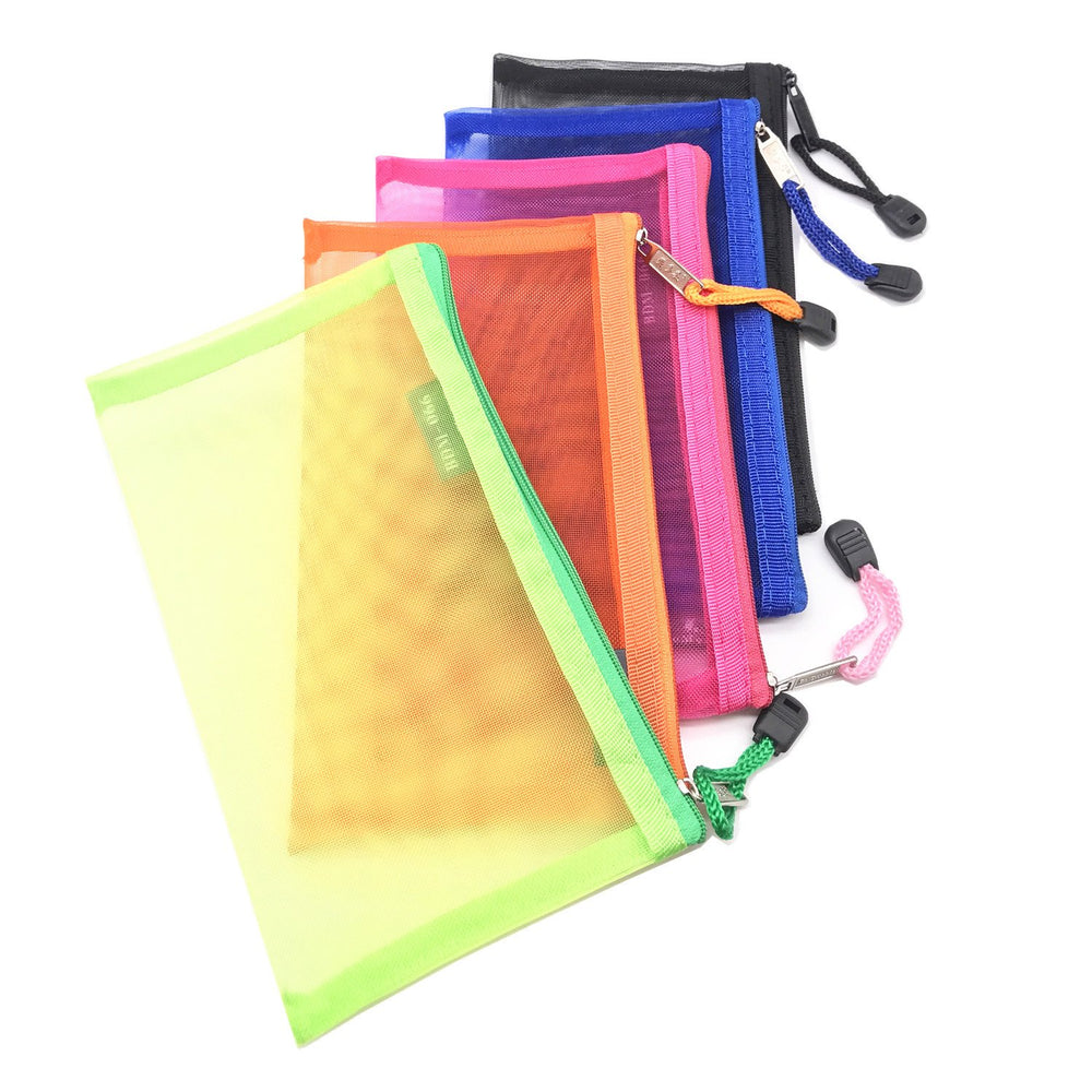 Outman pack of five nylon mesh cosmetic bags for organized travel.