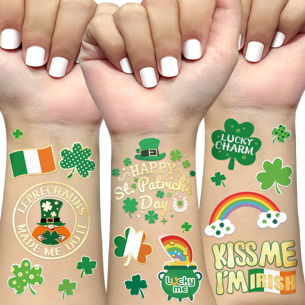 Ovasorve St Patrick's tattoos with shamrocks for festive skin adornment