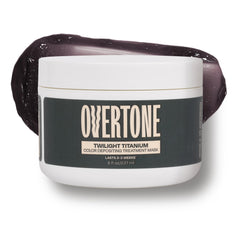 Overtone Twilight Titanium bottle demonstrating at-home color deposit and conditioning