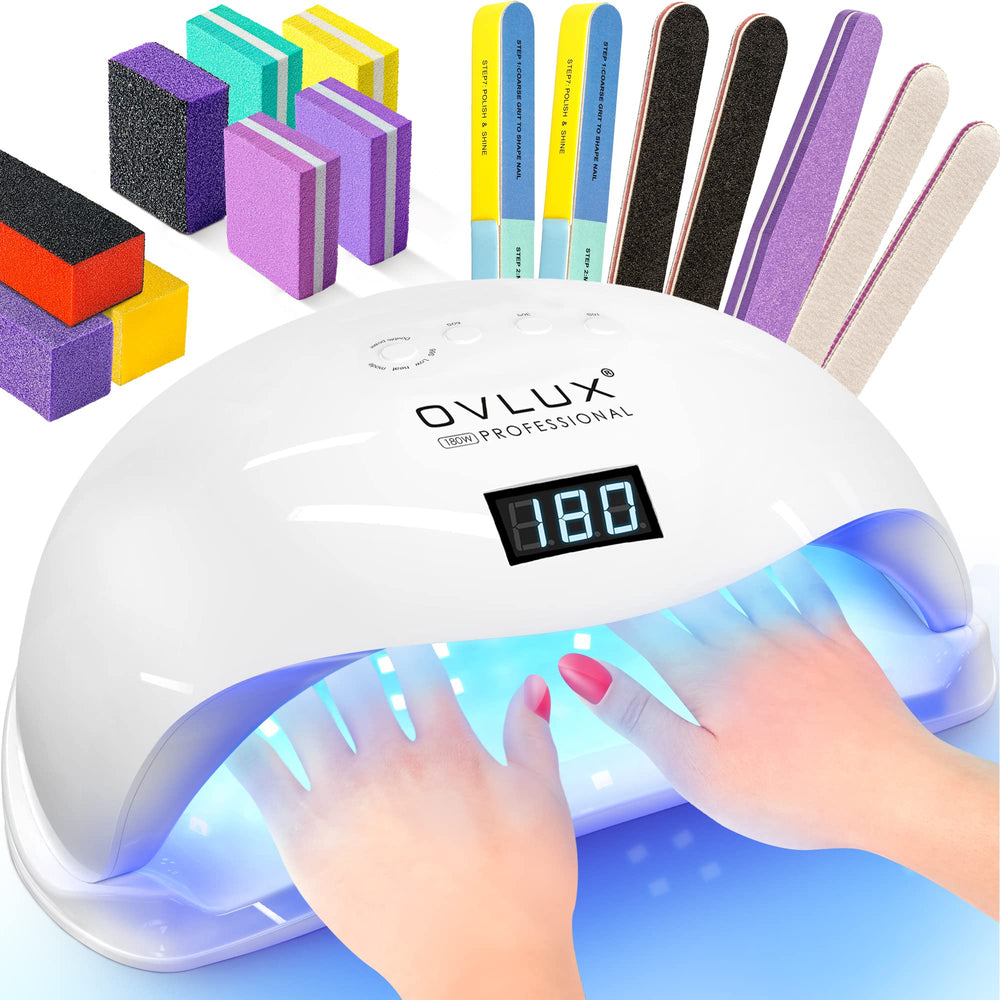 OVLux 180W UV LED nail lamp front view highlights compact, user-friendly design for home use