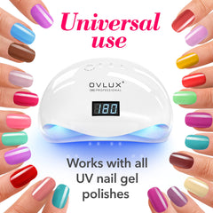 OVLux 180W UV LED nail lamp LCD display shows time for precise curing sessions