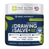 Bálsamo Owell Naturals Chickweed en bote, alivio suave para la piel.