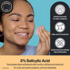 Oxy 3-In-1 pad with smooth side calms and moisturizes pores.