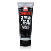 Pacific Shaving Co caffeinated shaving cream bottle boosts hydration and alertness.