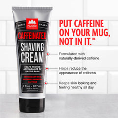 Pacific Shaving Co caffeinated shaving cream lather close-up shows rich foam for a smooth shave.
