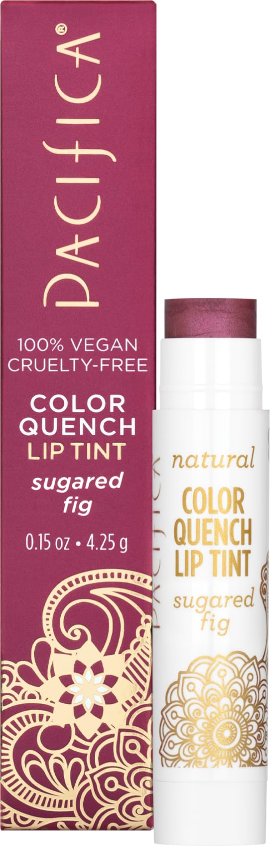 Pacifica bálsamo labial tintado higo azucarado para color suave e hidratación.