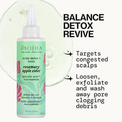 Aplicación suave del tonico Pacifica Detox en el cuero cabelludo.
