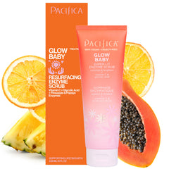 Pacifica exfoliante enzimático brillo bebe muestra textura fina para piel suave.