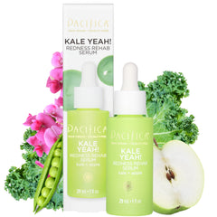 Pacifica Kale Yeah! Redness Rehab Serum bottle shows soothing redness relief and lightweight hydration.