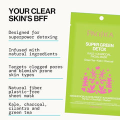 Pacifica Super Green Detox, visual de hojas kale aportando nutrientes a la piel