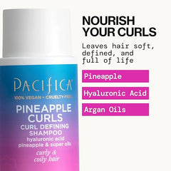 Pacifica Pineapple Curls conditioner bottle emphasizing deep hydration and detangling for smooth curls