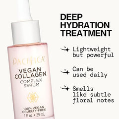 Pacifica Sérum de Colágeno Vegano: aplicación suave en rostro y cuello.