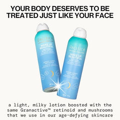 Pacifica Wake Up Beautiful Body Serum mist application for quick, even full-body coverage