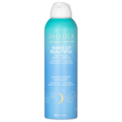 Pacifica Wake Up Beautiful Body Serum spray bottle close-up for easy full-body application