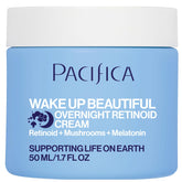 Pacifica Wake Up Beautiful crema nocturna en botella, ayuda a suavizar la apariencia de líneas finas.