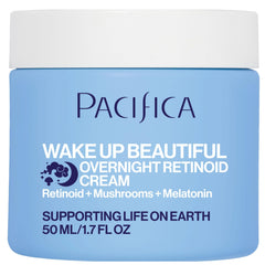 Pacifica Wake Up Beautiful crema nocturna en botella, ayuda a suavizar la apariencia de líneas finas.