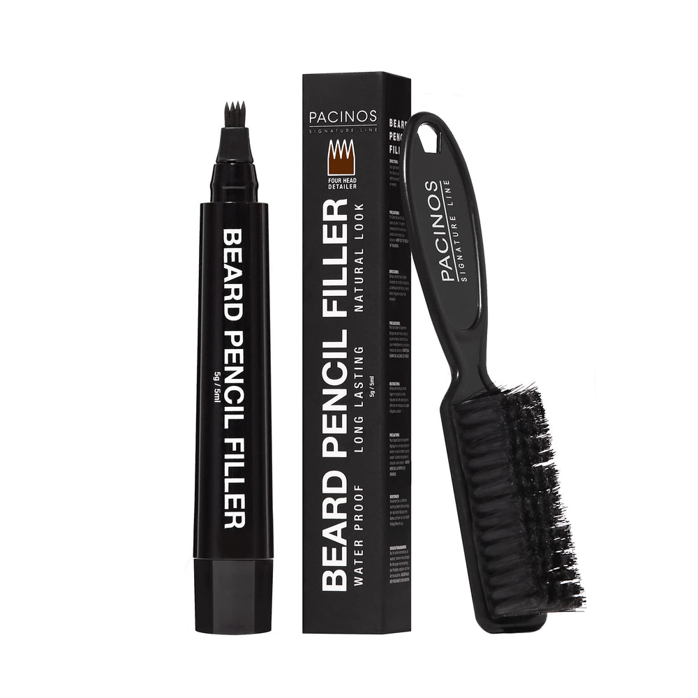 Pacinos beard pencil filler provides waterproof coverage for a seamless beard.